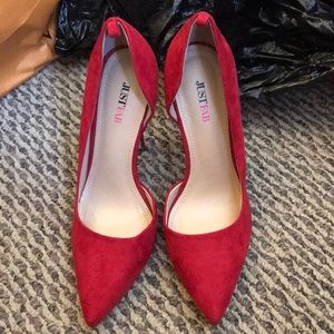 Suede red heels